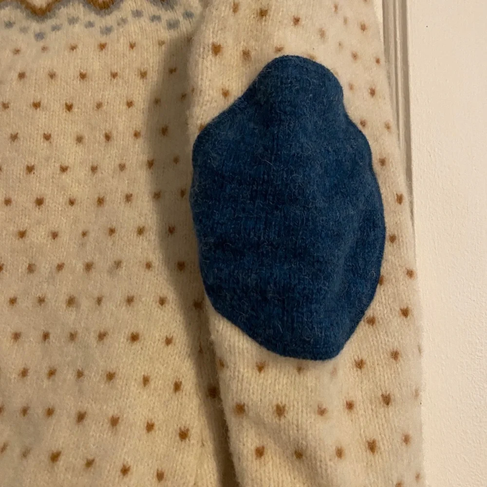 Fjallraven Ovik Cream and Blue Knit Wool Sweater Size Small See Description - Picture 7 of 8